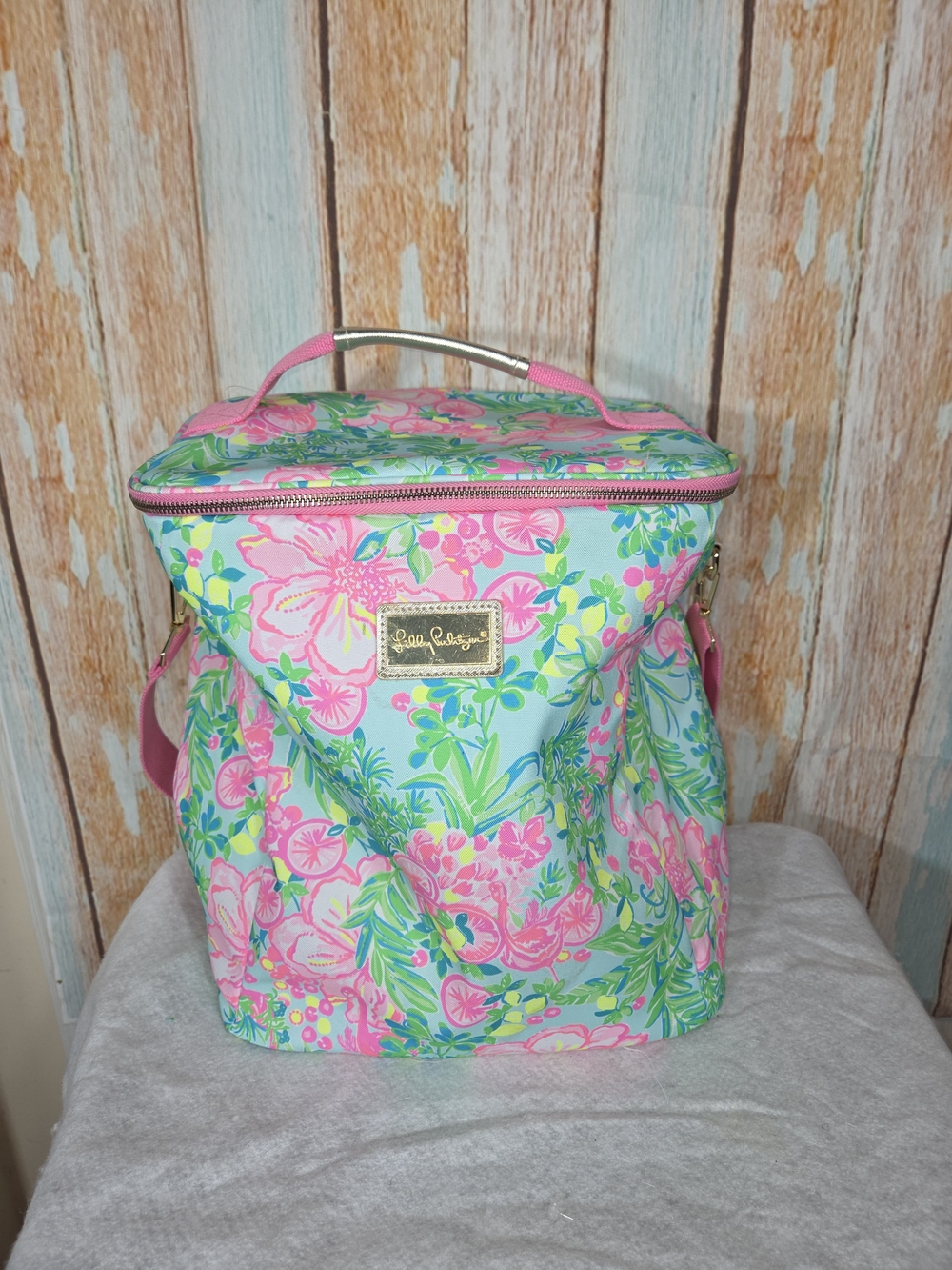 Lilly Pulitzer "Fruity Flamingo" Pink and Mint Green Floral Cooler Bag
